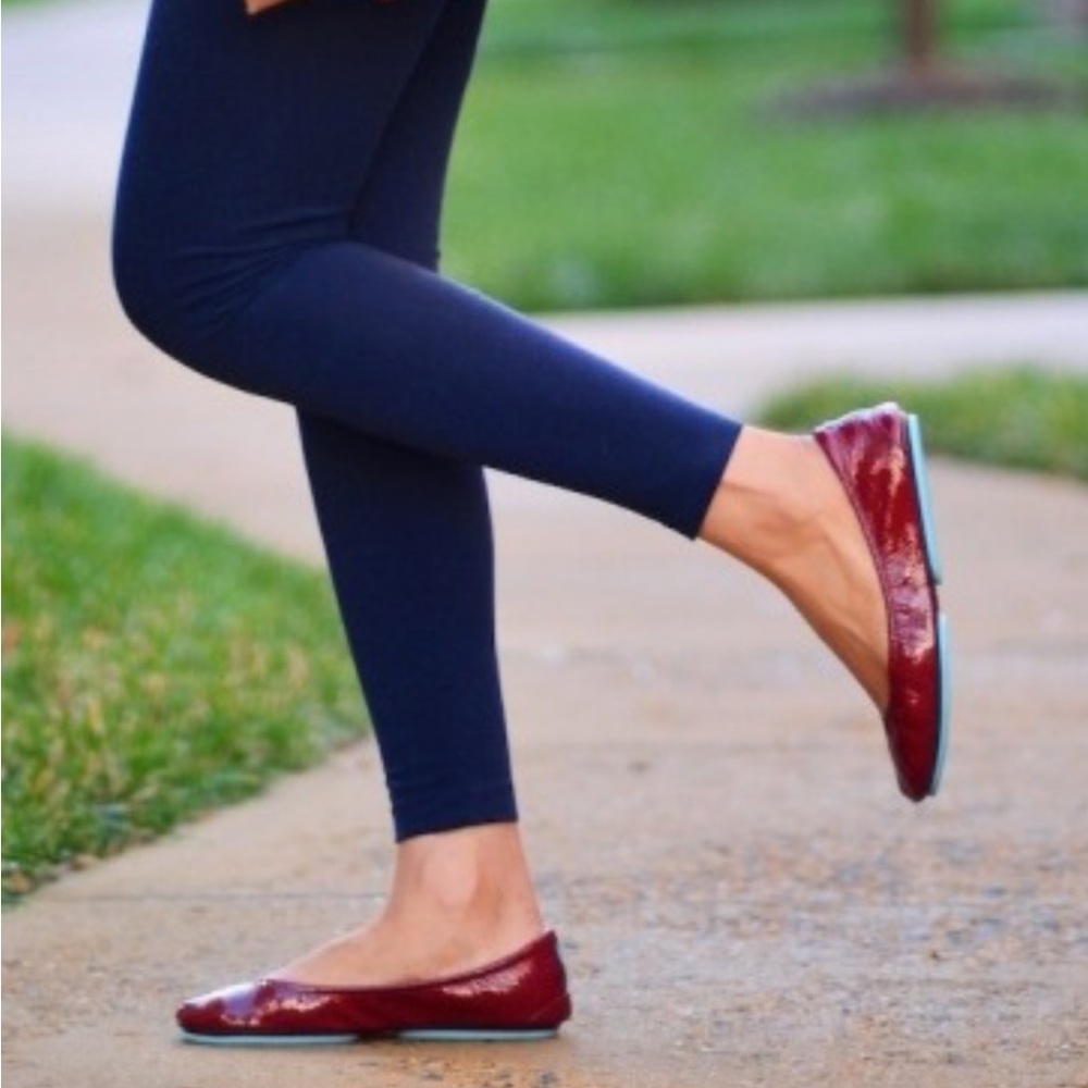 Tieks Ruby Red Patent Flats Size 7